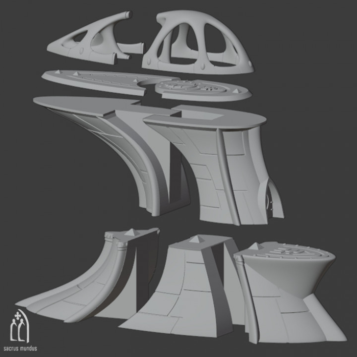Zanat, The Abandoned World-Ship. 3d Printing Designs Bundle. Alien Eldar Scifi Craftworld. Terrain and Scenery for Wargames image