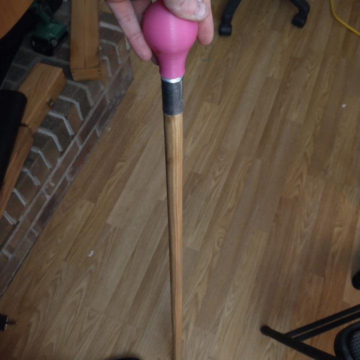 Simple Cane topper for threaded broom handle image