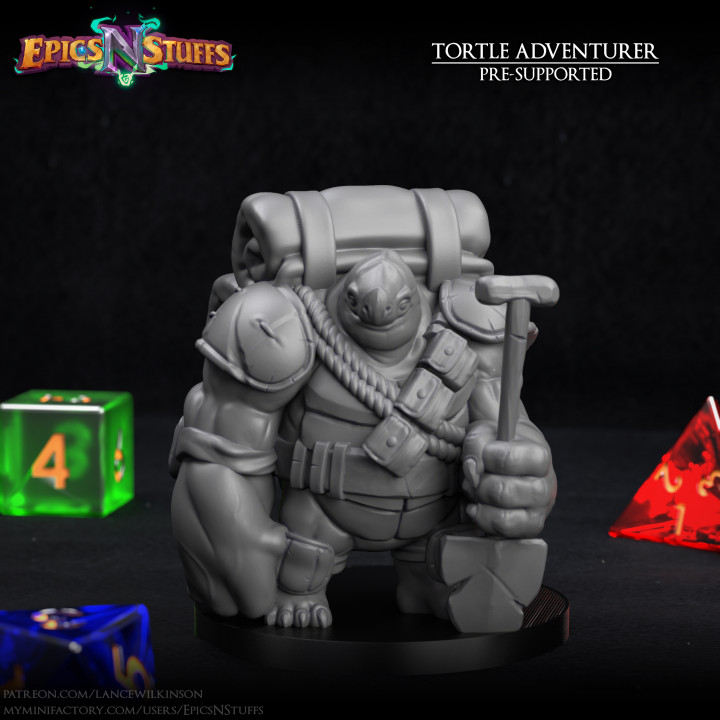Tortle Adventurer 05 Miniature - Pre-Supported image