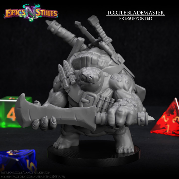Tortle Blademaster Miniature - Pre-Supported's Cover