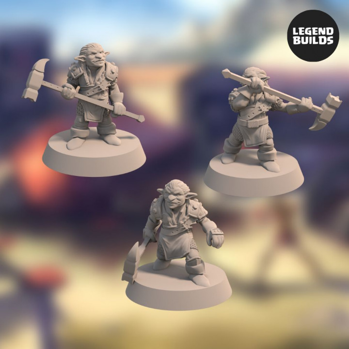 Nikta Warriors with Warhammer Bundle (3 miniatures) – 3D printable miniature – STL file image