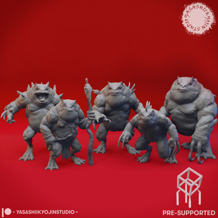 Slaad Mob  - Tabletop Miniatures (Pre-Supported) image