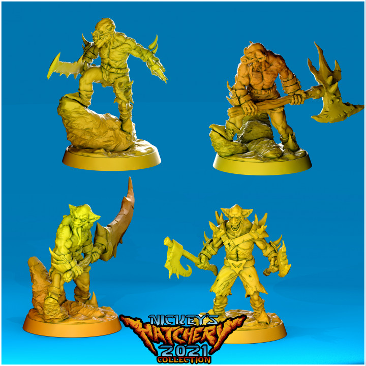 Goblin Fighters Set #1 (Updated 2022, stylized versions added, brown renders) image