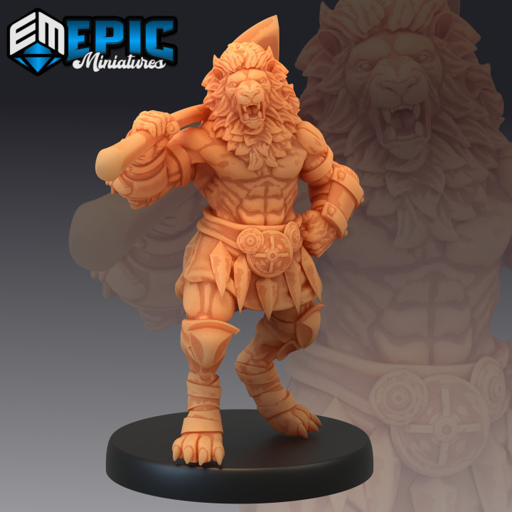 Catfolk Lion Warrior Axe / Feline Gladiator / Werelion image