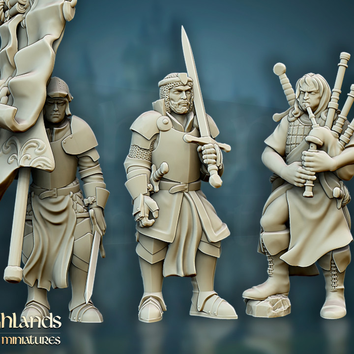 DISCONTINUED - Questing Knights Command Group - Highlands Miniatures image