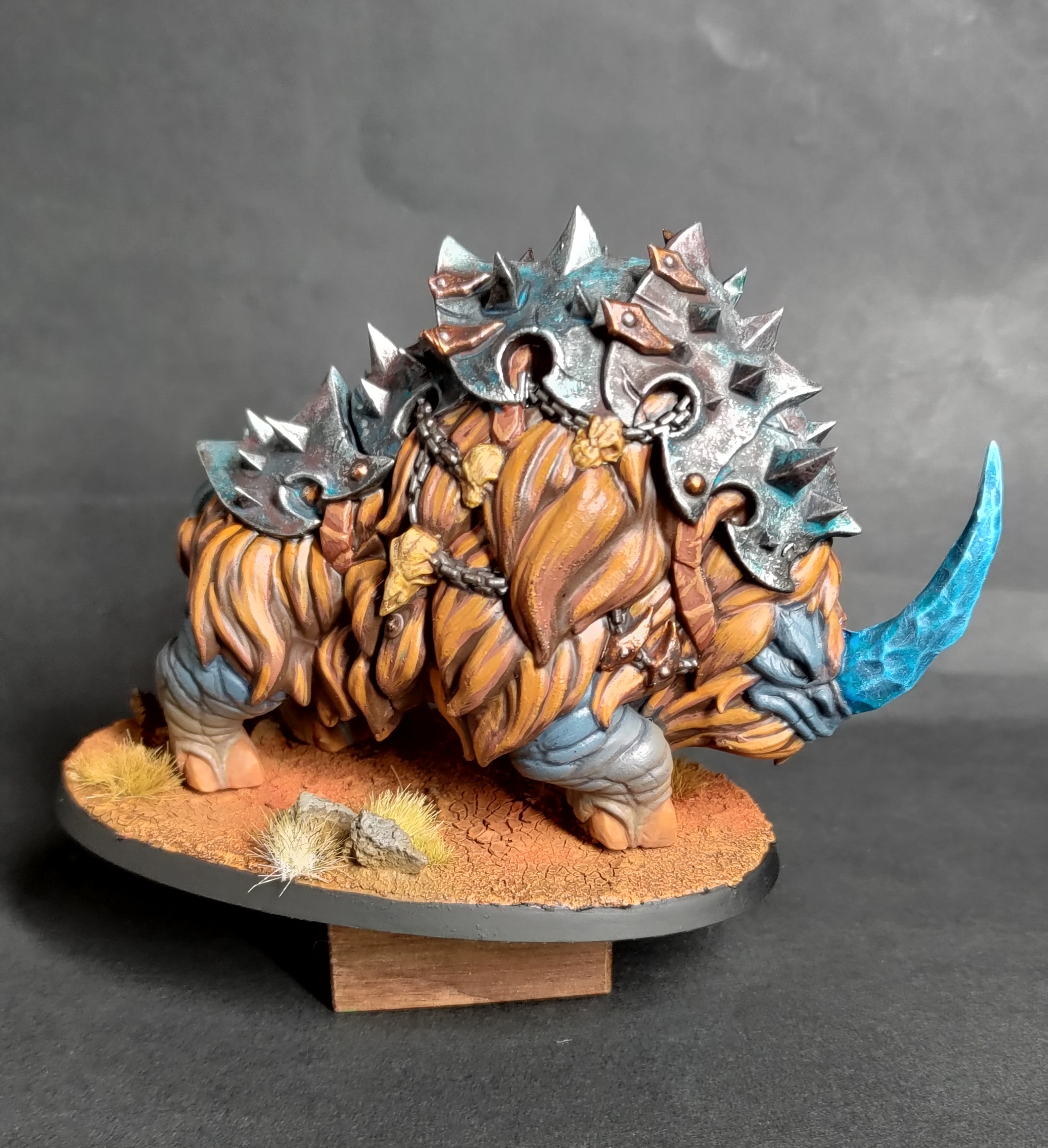 3D Printable Gothrak on Armored Frosthorn - Frostmetal Clan