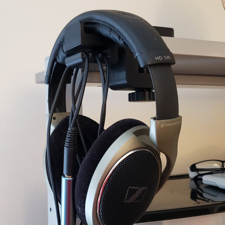 Desk Mount Headphone Holder / Mount / Clamp - reversed cable holder image