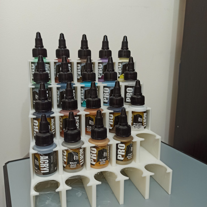 3D Printable Pro Acryl Paint Rack 25 pots 22ml by Yoan