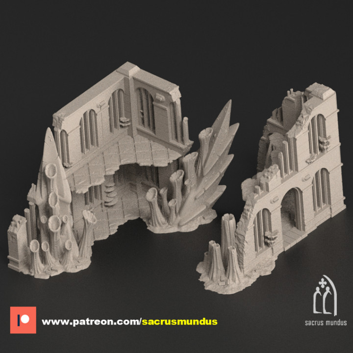 Tulipa, The Infested World. 3d Printing Designs Bundle. Alien Tyranid Scifi Ruins. Terrain and Scenery for Wargames image