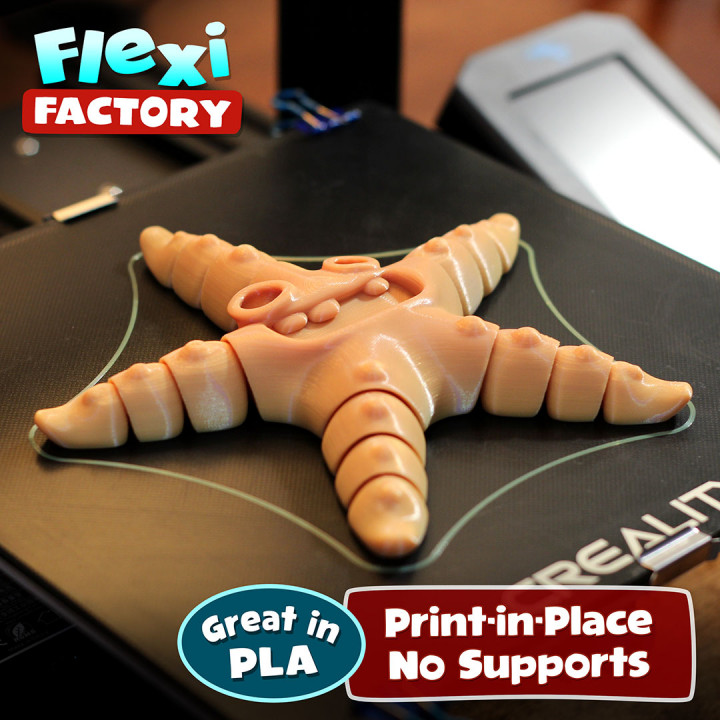 CUTE FLEXI PRINT-IN-PLACE Starfish Prusa and Bambu painted 3mf files now added! image
