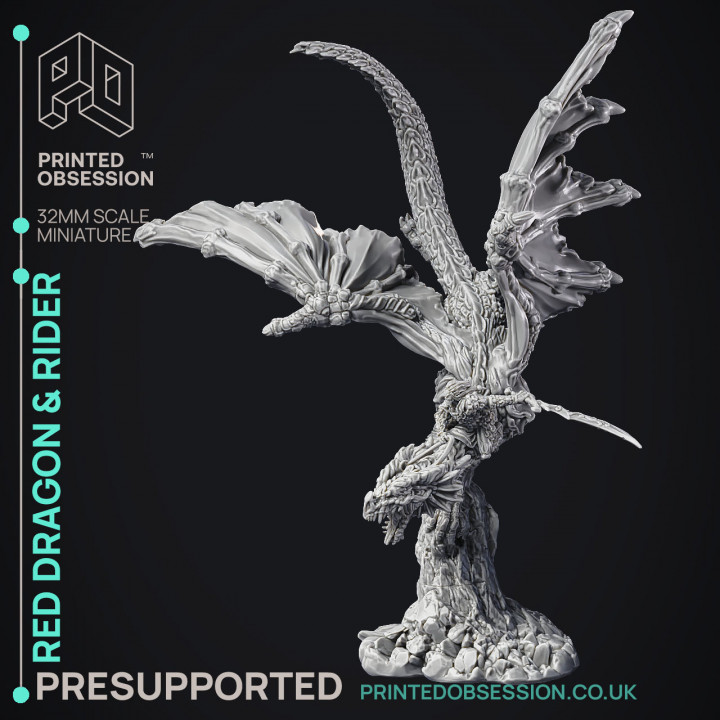 3D Printable Red Dragon & Rider - 2 versions - Gyth - PRE