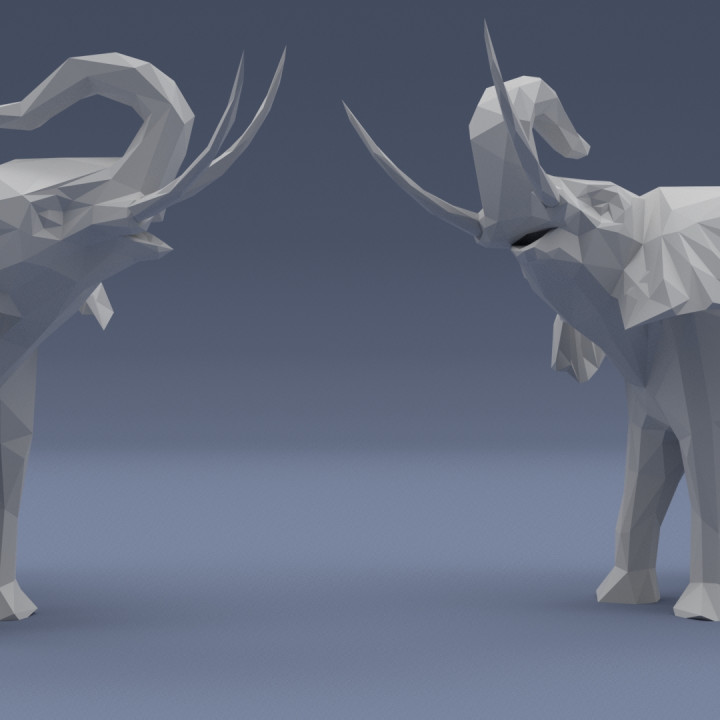 Triangulated - Low Poly Elephants stylized animals image
