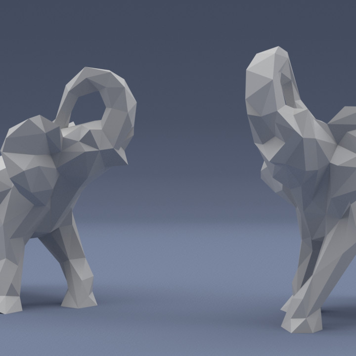 Triangulated - Low Poly Elephants stylized animals image