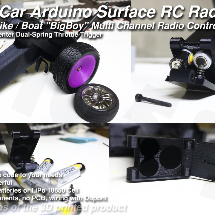 MyRCCar Arduino Surface Radio for RC Car / Bike / Boat. "BigBoy" Multi Channel Radio Control System, including Transmitter and Receiver image