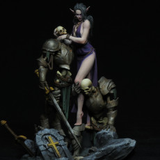 Picture of print of Diorama Laedria the Necromancer with skeletons pre-supported