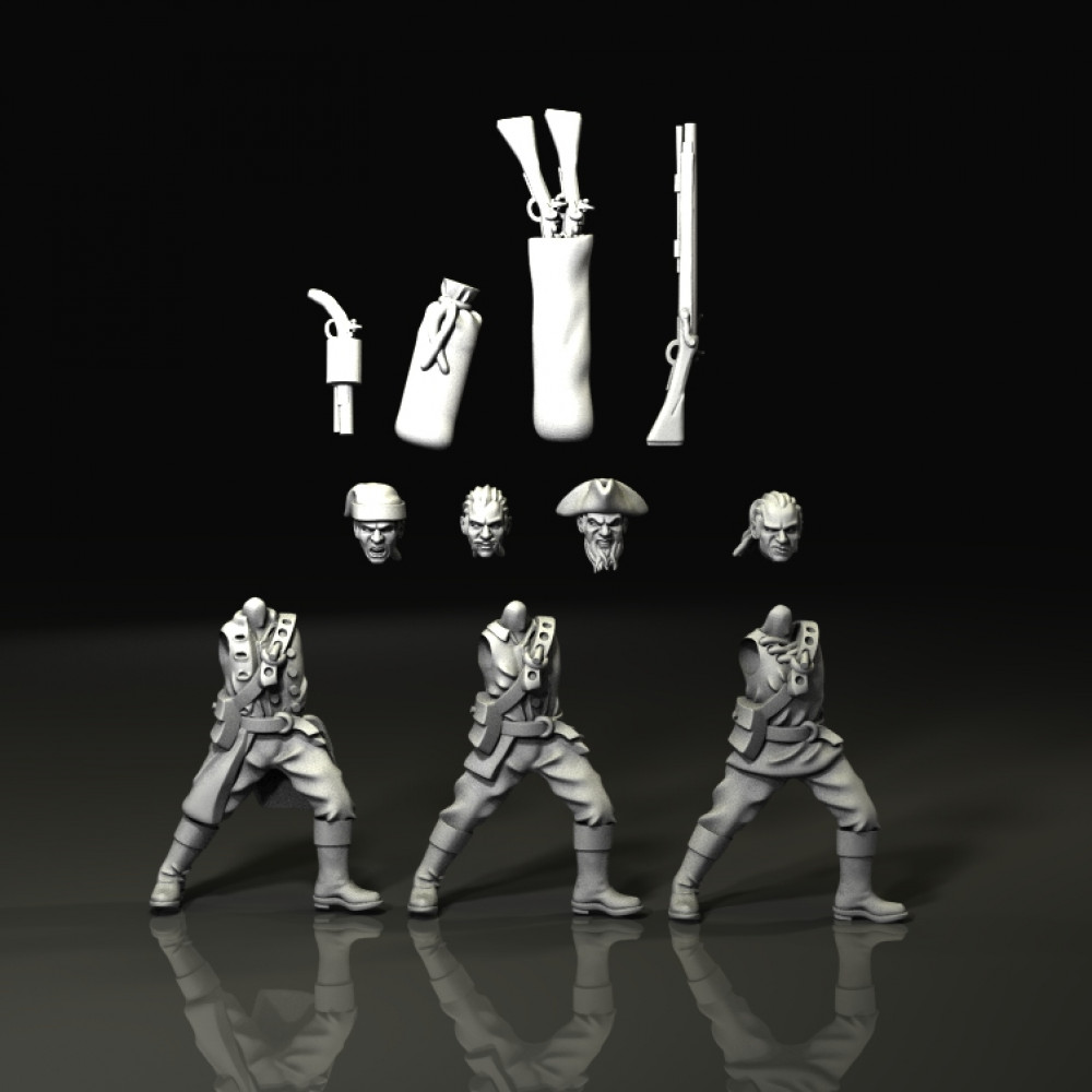 3D Printable 1750 colonial militas by BattleCat Miniatures