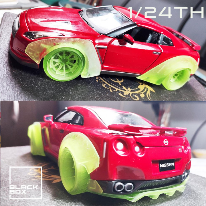Download WIDEBODY SET FOR GTR R35 DIECAST MODELS AND RC Da black box MINIATURES STL