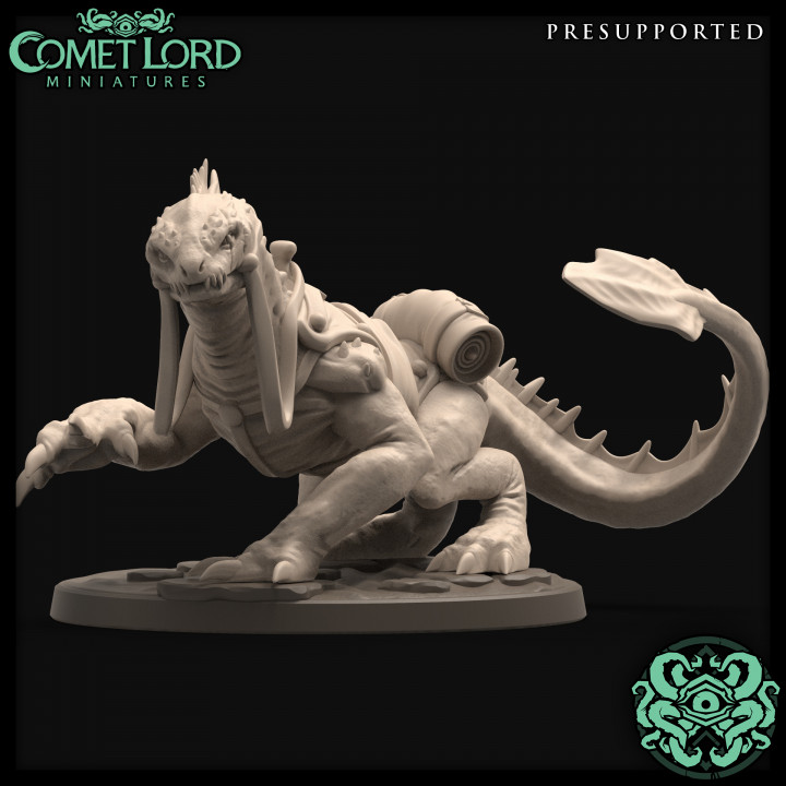 3D Printable Riding Lizard Gex By Comet Lord Miniatures