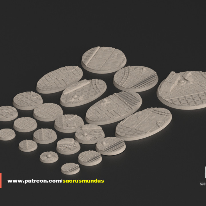 Calamurris, The Medieval World. 3d Printing Designs. Alien, Medieval & Scifi Round / Oval Bases Set for Wargames image