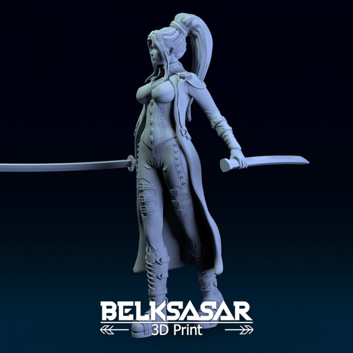 Girl Assassin with Katana in dynamic pose image