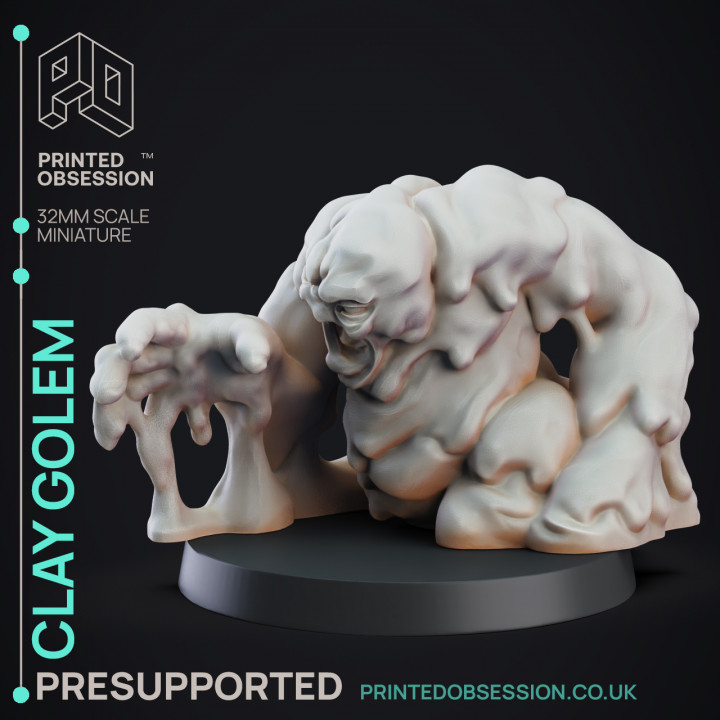Clay Golem - Construct - PRESUPPORTED - 32mm D&D image