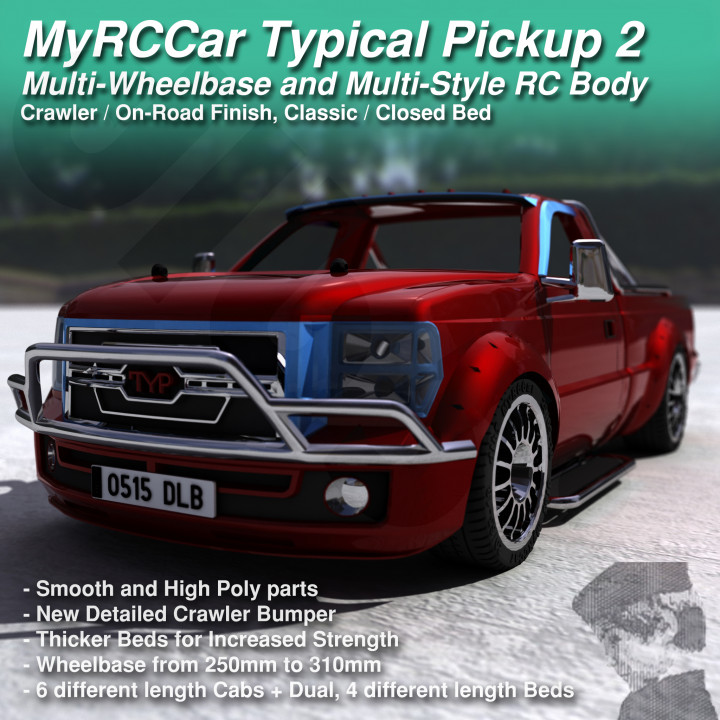 MyRCCar Typical Pickup 2. 1/10 Multi-Wheelbase and Multi-Style RC Truck Body image