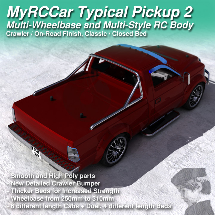 MyRCCar Typical Pickup 2. 1/10 Multi-Wheelbase and Multi-Style RC Truck Body image