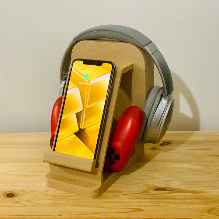 Phone Docking Station with Wireless Charger and Headset Holder image