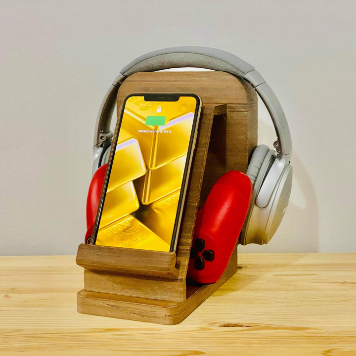 Phone Docking Station with Wireless Charger and Headset Holder image