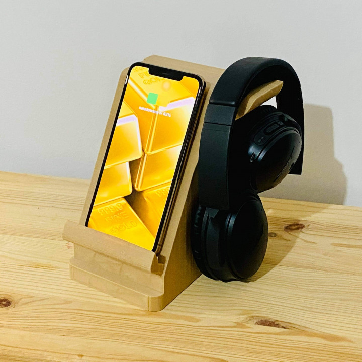 Phone Docking Station with Wireless Charger and Headphones Holder