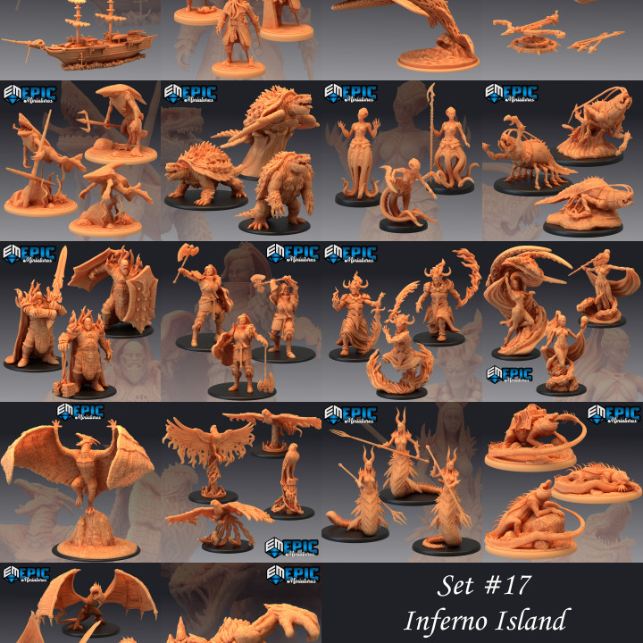 Inferno Island Set / Water & Fire Encounter / Sea & Volcano Collection / Pre-Supported image