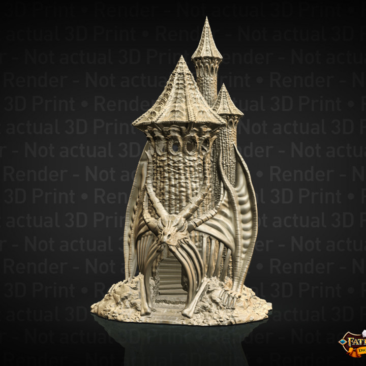 Skeletal Dragon Dice Tower - SUPPORT FREE! image