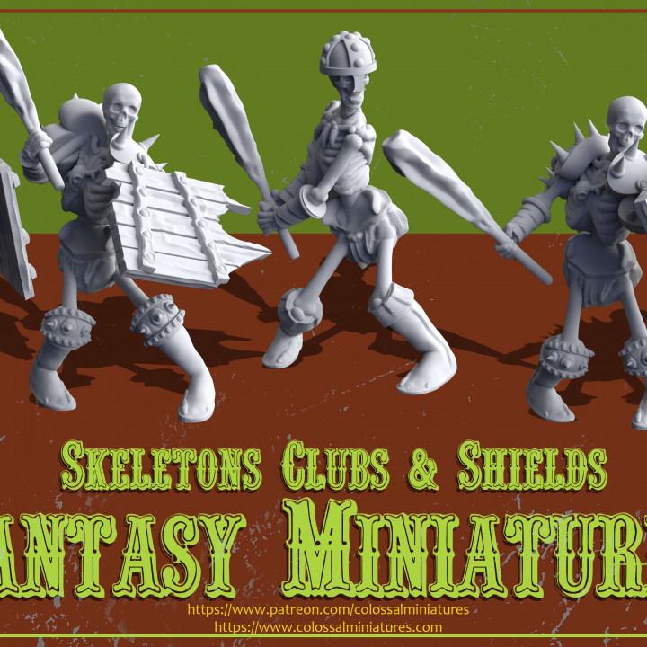 Skeleton Set  - Clubs x 5 Minis, Pre-Supported image