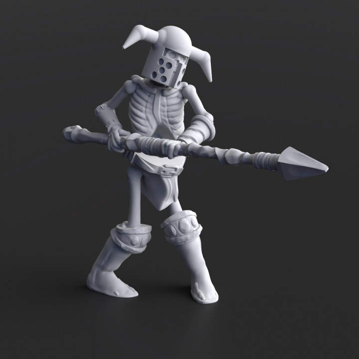 Skeleton Set  - Spears x 5 Minis, Pre-Supported image