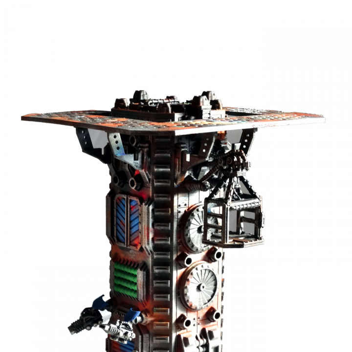 Industrial tower with lifter crane 40k Wargame Terrain / Dice Tower image