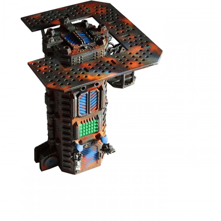 Industrial tower with lifter crane 40k Wargame Terrain / Dice Tower image