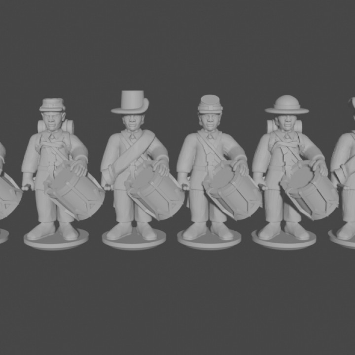 10-15mm Confederate Drummers in Shell Jackets Marching Pose 1 UA-CON-1 image