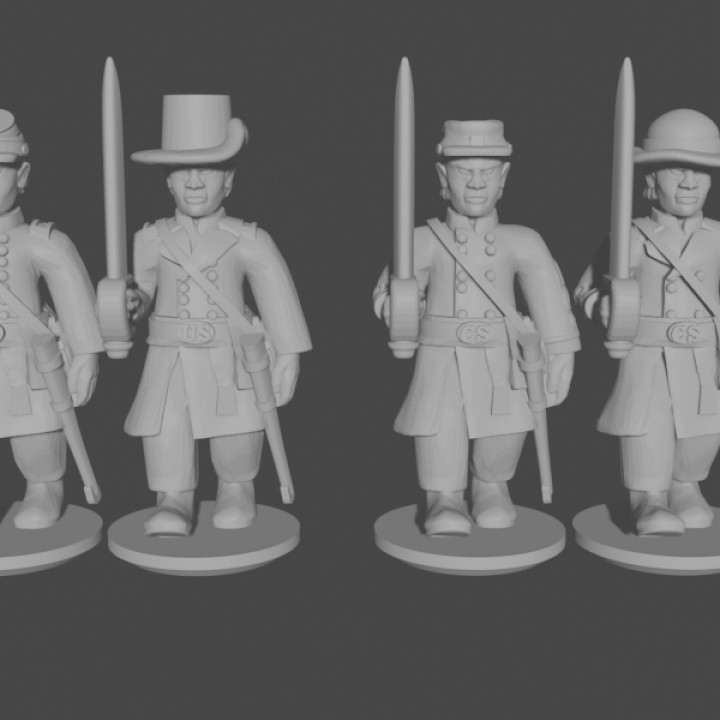 10-15mm American Civil War Officers in Long Frock Coats Marching with Swords UA-16 image