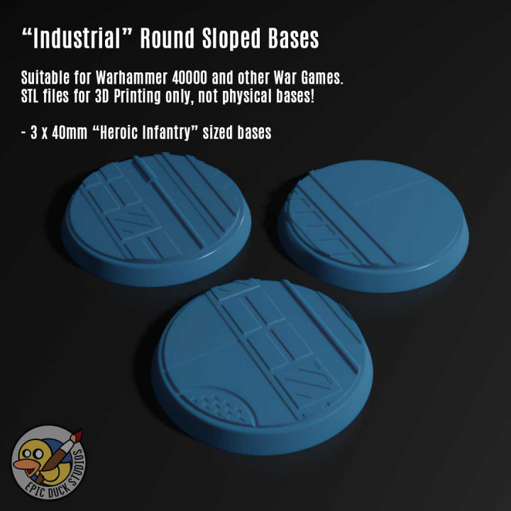 3d Printable 40mm Industrial Sci Fi Miniature Bases For Warhammer By