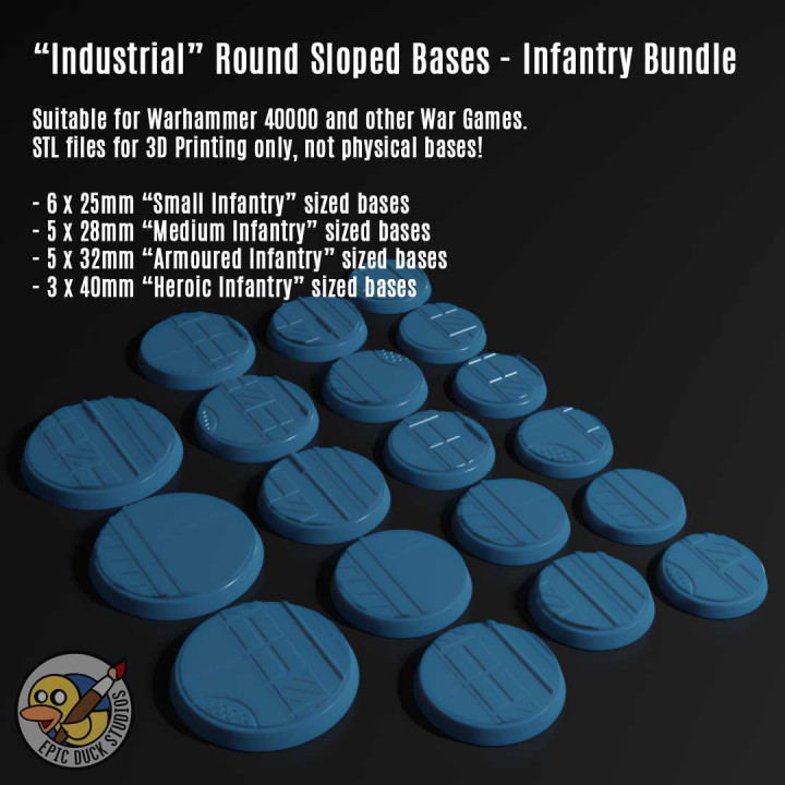 Industrial / Sci-Fi Miniature Bases for Warhammer - Assorted Infantry Sizes image