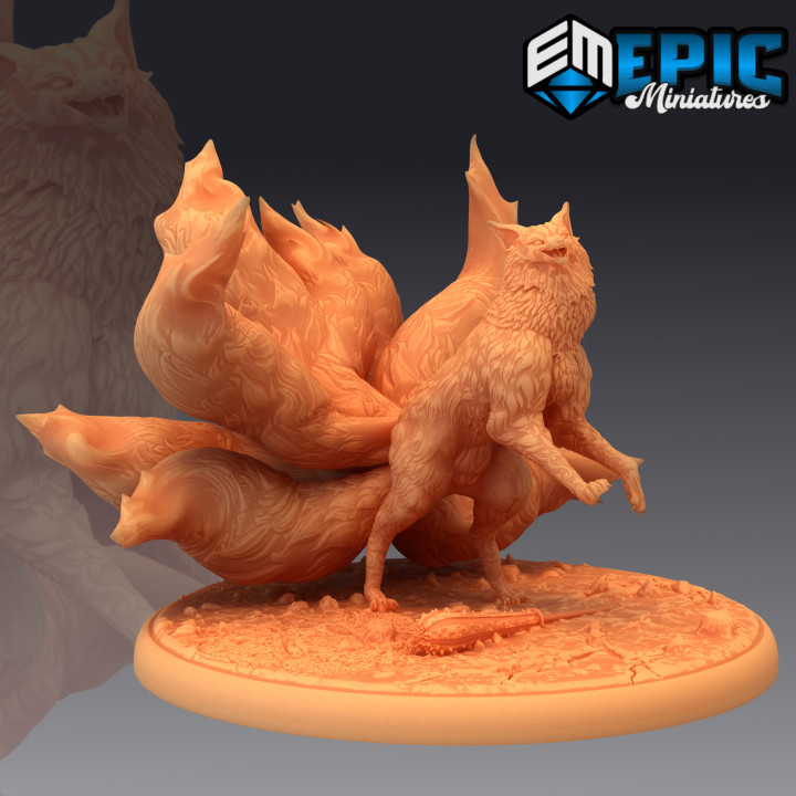 3D Printable Nine Tailed Fox Spirit Set / Kitsune / Japanese Yokai