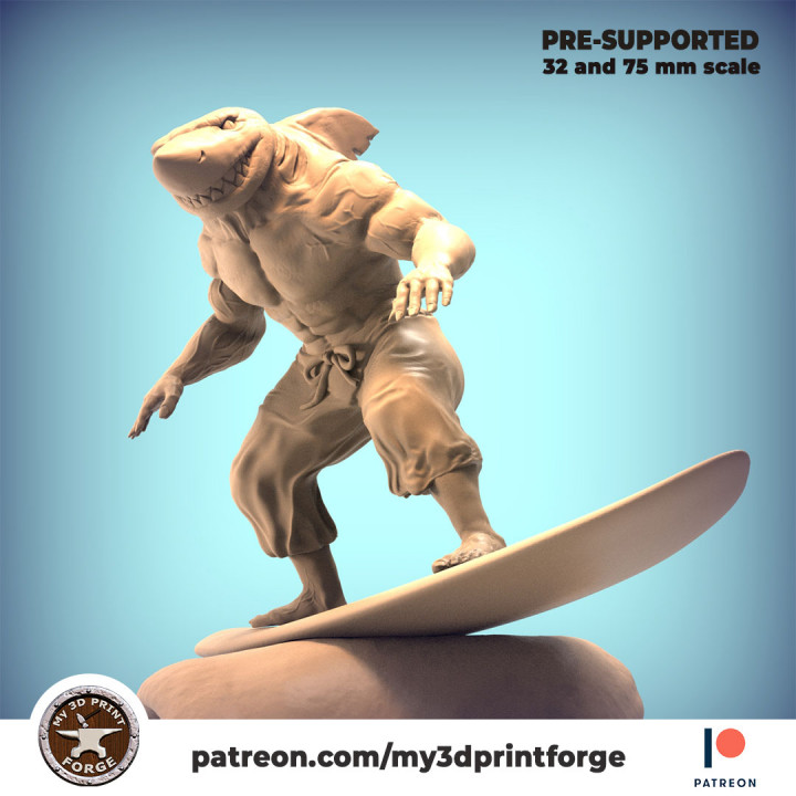 Surfer Shark-dude 32mm and 75mm pre-supported image