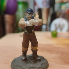 Picture of print of Victorian boxer thug. Steampunk tabletop miniature