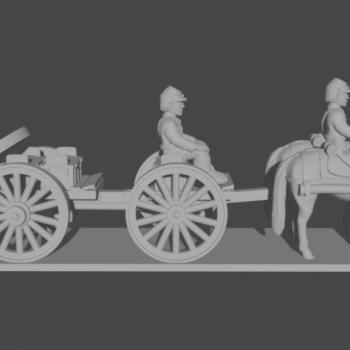 10-15mm American Civil War Artillery Train (with Limber, Caisson, Wagon and Riders) UA-30 image