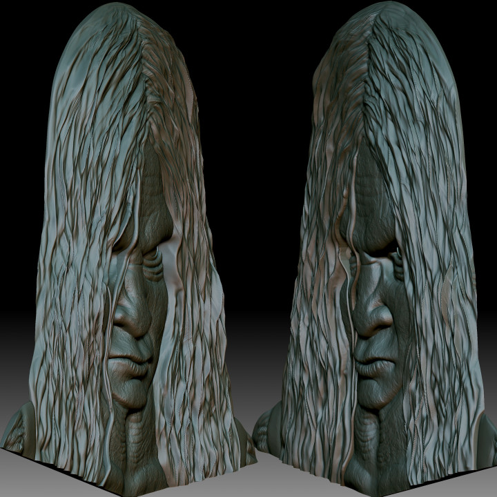 Samara monster The Ring horror movie 3d relief model for CNC router or printer image