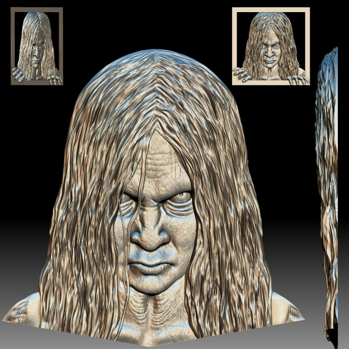 Samara monster The Ring horror movie 3d relief model for CNC router or printer image