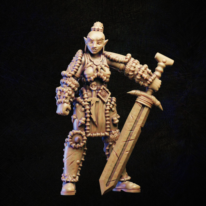 Ork female barbarian with twohanded sword image