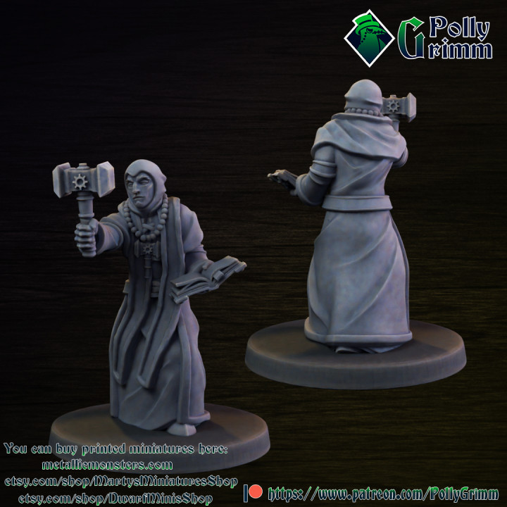 Fantasy cleric, priest with book and mace image