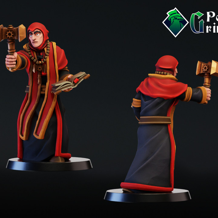 Fantasy cleric, priest with book and mace image