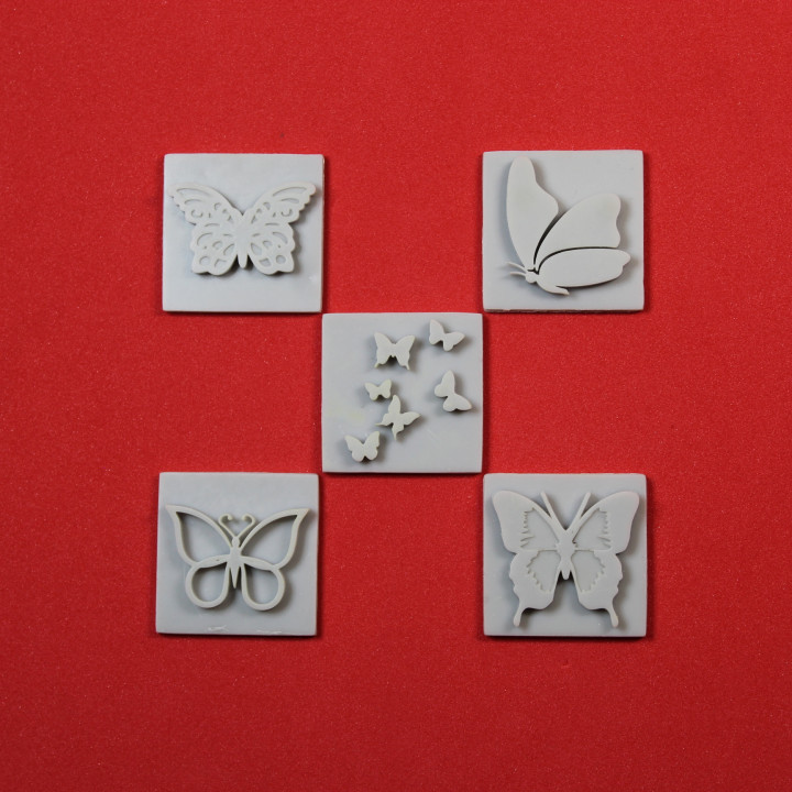 BUTTERFLY EMBOSSERS POLYMER STAMPS FOR CLAY & HOBBIES image